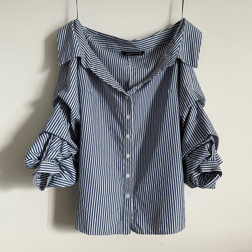ZARA Off Shoulder Striped Shirt